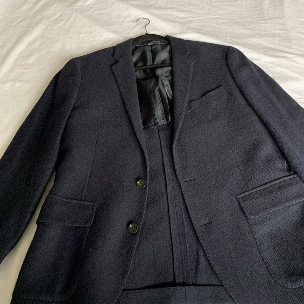 Navy Herringbone J Crew Ludlow Blazer
